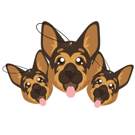 Car Cuties - Cute DOG Car Air Fresheners, German Shepherd (Black Frost Scent) - Pack of 3