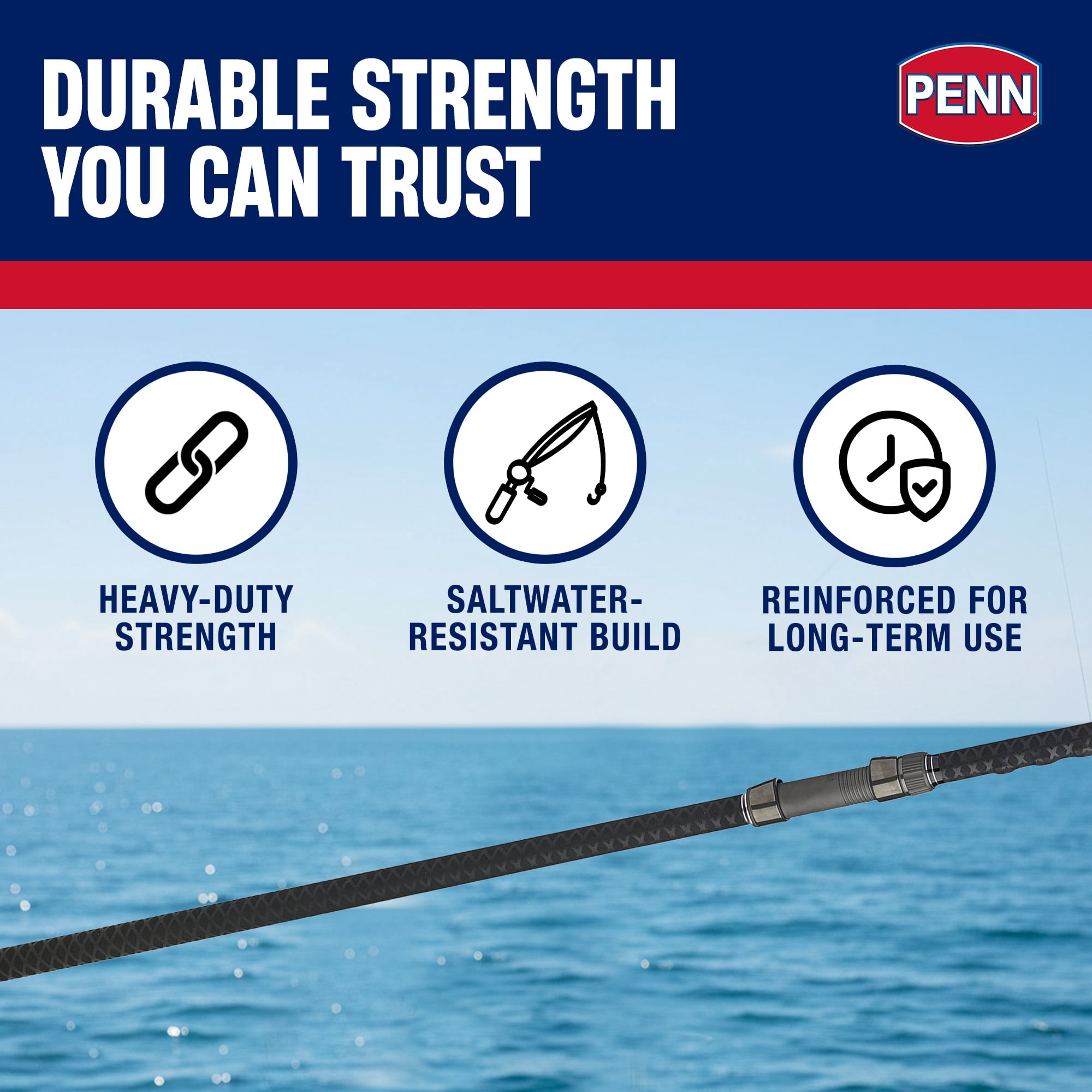 PENN Carnage III Conventional Surf Rod, 10' Fishing Pole, Medium Power