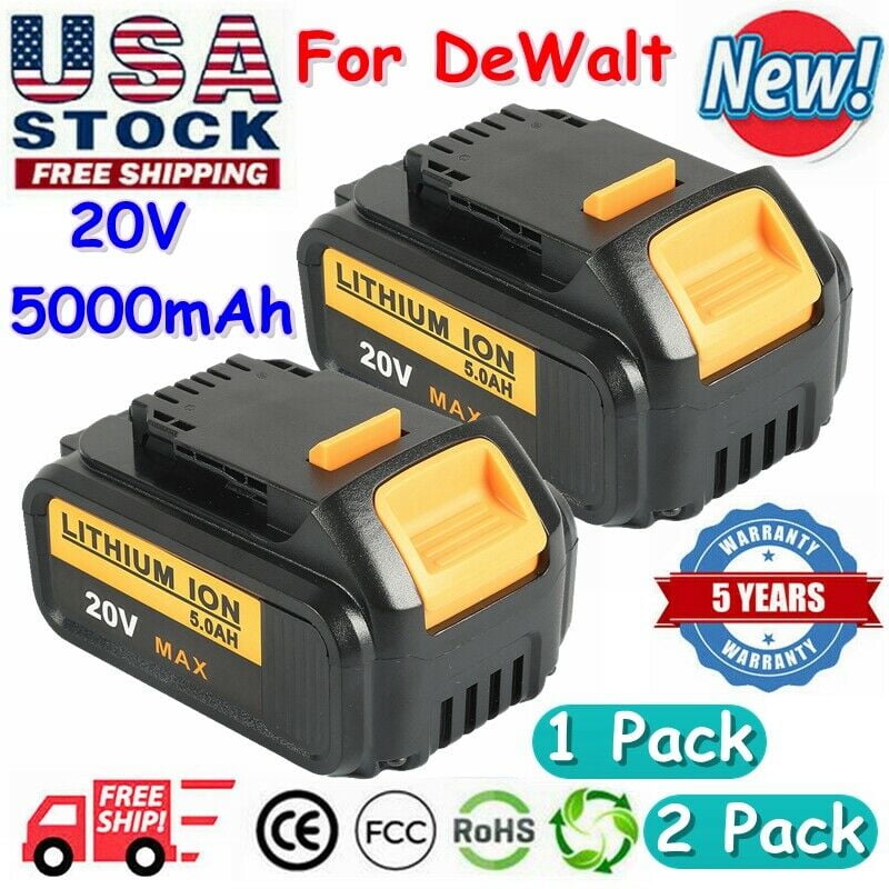 20V 5.0Ah Lithium Battery for DeWalt DCB205-2 DCB204 DCB206 DCB200 XR DCB184 2 