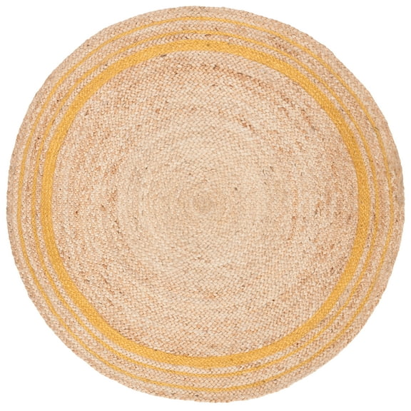 SAFAVIEH Natural Fiber Malandra Geometric Area Rug, Beige/Gold, 5' x 5' Round