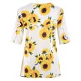 thumbnail image 3 of Pompotops T-Shirt Mode Femme Imprimé Dentelle Col en V Manches Courtes Blouse Tops Tee, 3 of 9