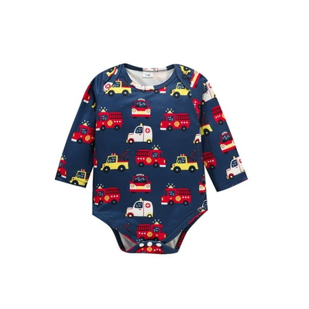 

LSFYSZD Baby Clothing Newborn Cartoon Car Printed Pattern Long Sleeves Bodysuits Toddler Girls Boys Spring Summer Autumn Rompers 0-24M