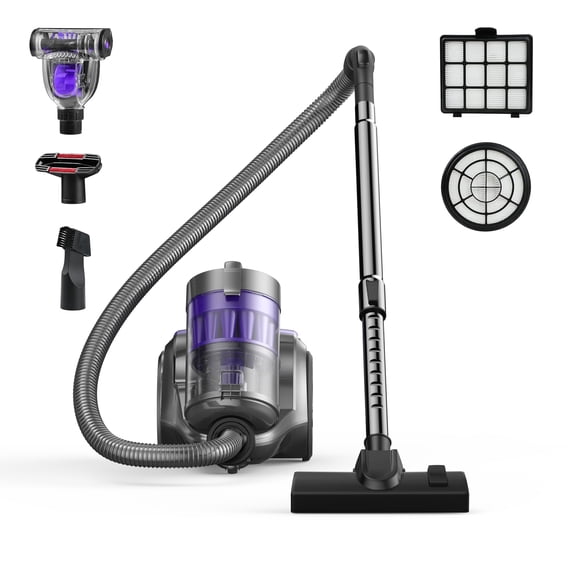 Canister Vacuum Cleaner, 1700W 45Kpa Bagless Vacuum Cleaner with Multi-Cyclonic Filtration, 2 HEPA Filters, 3.5QT, 4 Tools for Hard Floor, Pet Hair
