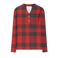 thumbnail image 6 of zbxnLI Womens Long Sleeve Shirts V Neck Button Tops Plaid Shirt Ladies Dressy Casual Blouse Trendy Work Clothes, 6 of 7