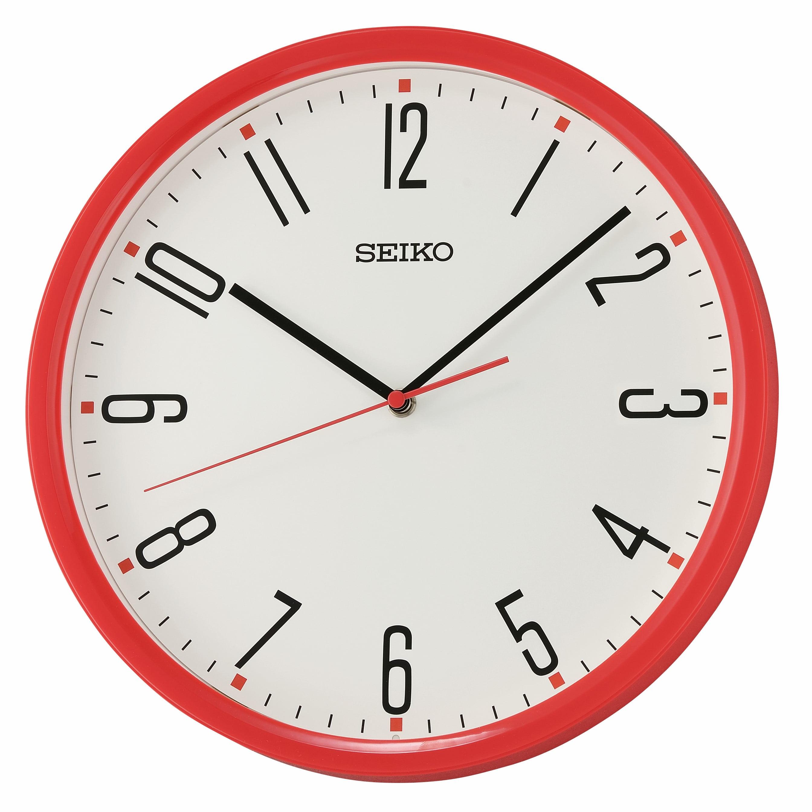 Seiko 12 inch Kihon Round Wall Clock Red Analog Quartz QHA011RLH