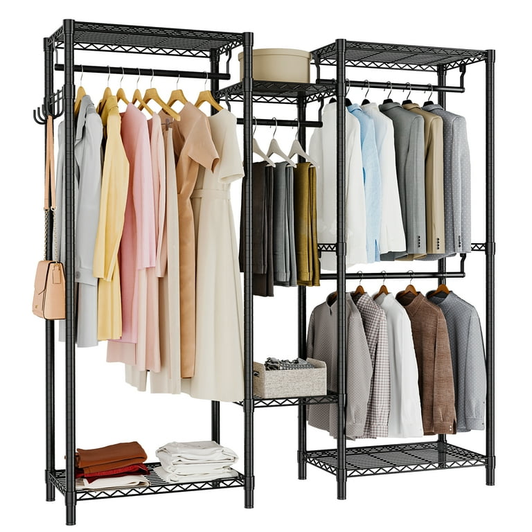 Extendable Foldable Heavy Duty Clothing Rack with Hanging Rod