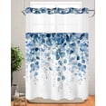 thumbnail image 2 of No Hook Shower Curtains, Blue Eucalyptus Leaves Long Bathtub Curtains with Snap in Liner, Summer Botanical Weeping Waterproof Washable Fabric Bathroom Shower Curtain Sets, 72" x 84", 2 of 7
