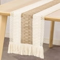 thumbnail image 2 of Farmhouse Boho Table Runner, Stitching Edge Handmade Crochet Bohemian Style, Suitable for Dining Table Decoration 180cm, 2 of 5