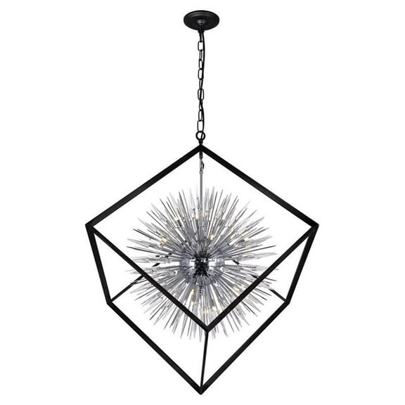 CWI Lighting Starburst 20 Light Contemporary Metal Chandelier in Black