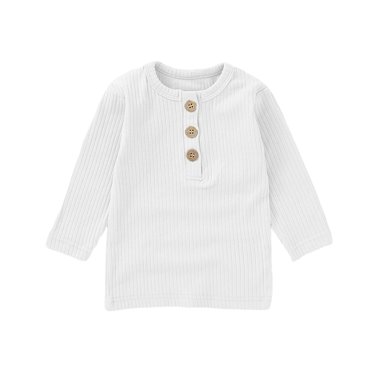 Wdgfv Boys Ribbed Knit Long Sleeve Pullover Top Soft Comfortable Casual Shirt For Toddler Daily Wear White 6-12 Months