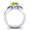 thumbnail image 4 of Diamond-Capitals 2.50 Carat Round Cut Peridot & Red Ruby Gemstone Fancy Proposal Ring for Ladies Solid 18K White Gold Size 7.5, 4 of 8