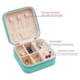 thumbnail image 3 of ENTASSER Mini Jewelry Travel Case,Small Travel Jewelry Organizer, Portable Jewelry Box Travel Mini Storage Organizer Portable Display Storage Box For Rings Earrings Necklaces Giftsgreen, 3 of 5