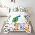 thumbnail image 2 of Feelyou Rustic Peacock 7pcs Bedding Set, Hippo Elephant Wildlife Queen Sheet Set, 2 of 8