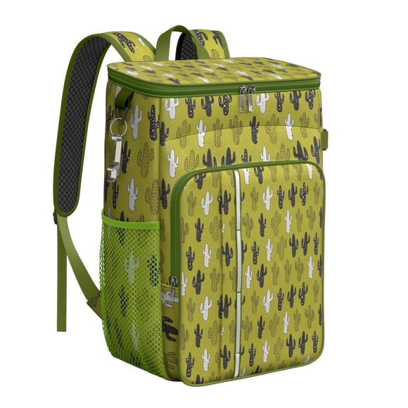 Boho Cactus Cooler Backpack, Leakproof Insulated Lunch Bag with Southwestern Succulent Print for Beach Days and Picnics