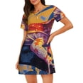 thumbnail image 1 of Balery Colorful Gecko Jungle Art Camisón de manga corta con cuello redondo para mujer, cómodo y elegante., 1 of 6