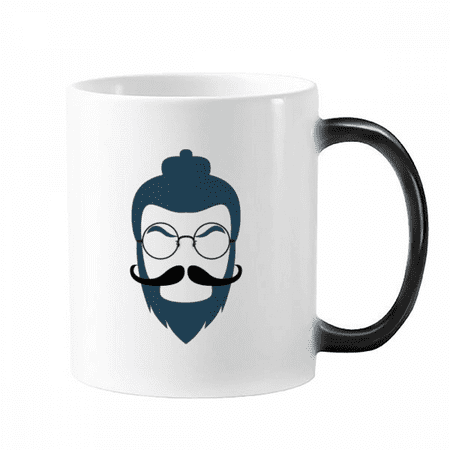 

Ancient Eyeglasses Hairstyle Beard Mug Changing Color Cup Morphing Heat Sensitive 12oz