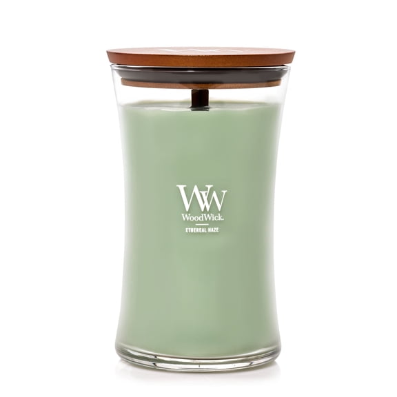 WoodWick Large Hourglass Scented Candle, Crackles as it Burns, Ethereal Haze, 21.5 oz.