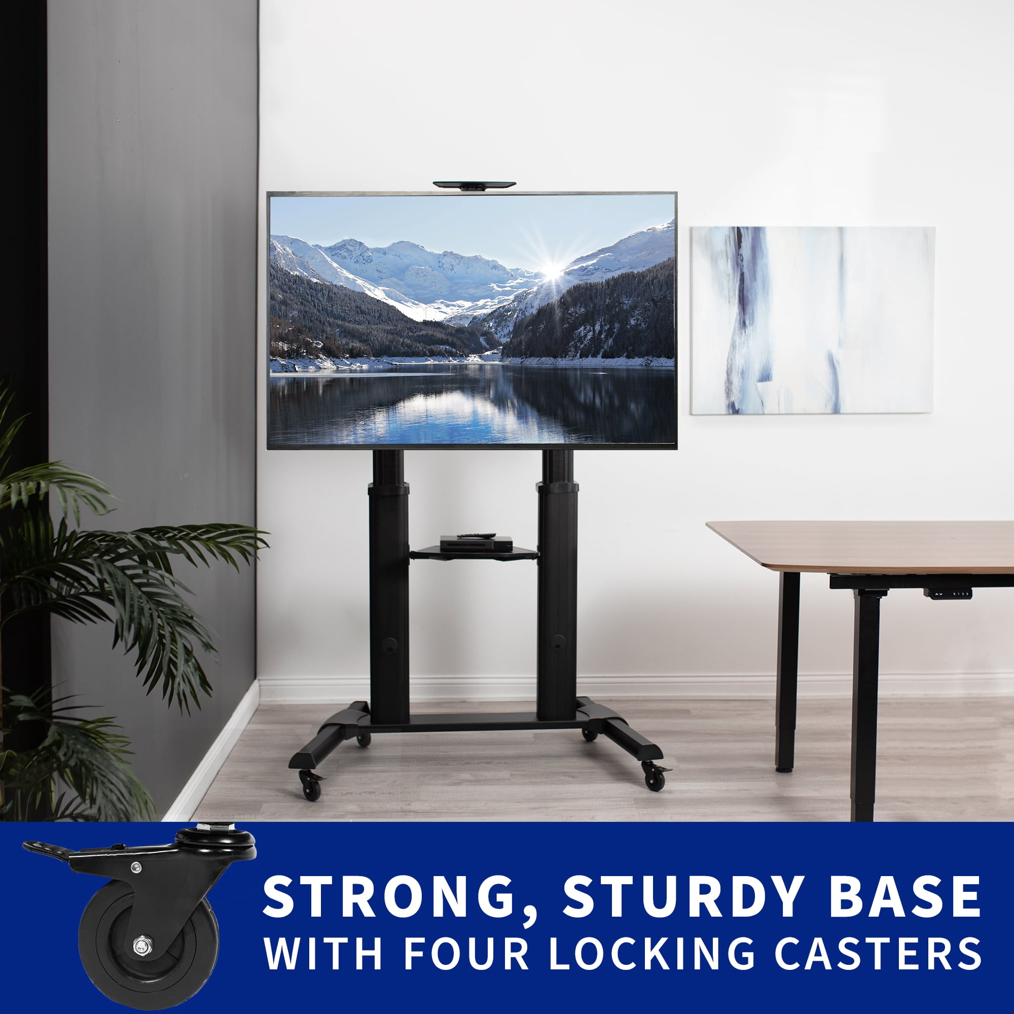 Black Ultra Heavy Duty Mobile Stand TV Cart Mount, Fits 32" to 100" Flat Screens