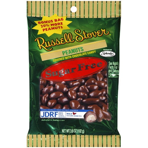 Russell Stover Sugar-Free Peanuts Covered with Chocolate Candy, 3.6 Oz.