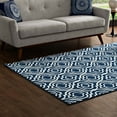 thumbnail image 3 of Modern Contemporary Urban Design Living Lounge Room Area Rug Runner Floor Carpet, Moroccan Style, Fabric, Multi Navy Blue, 3 of 7