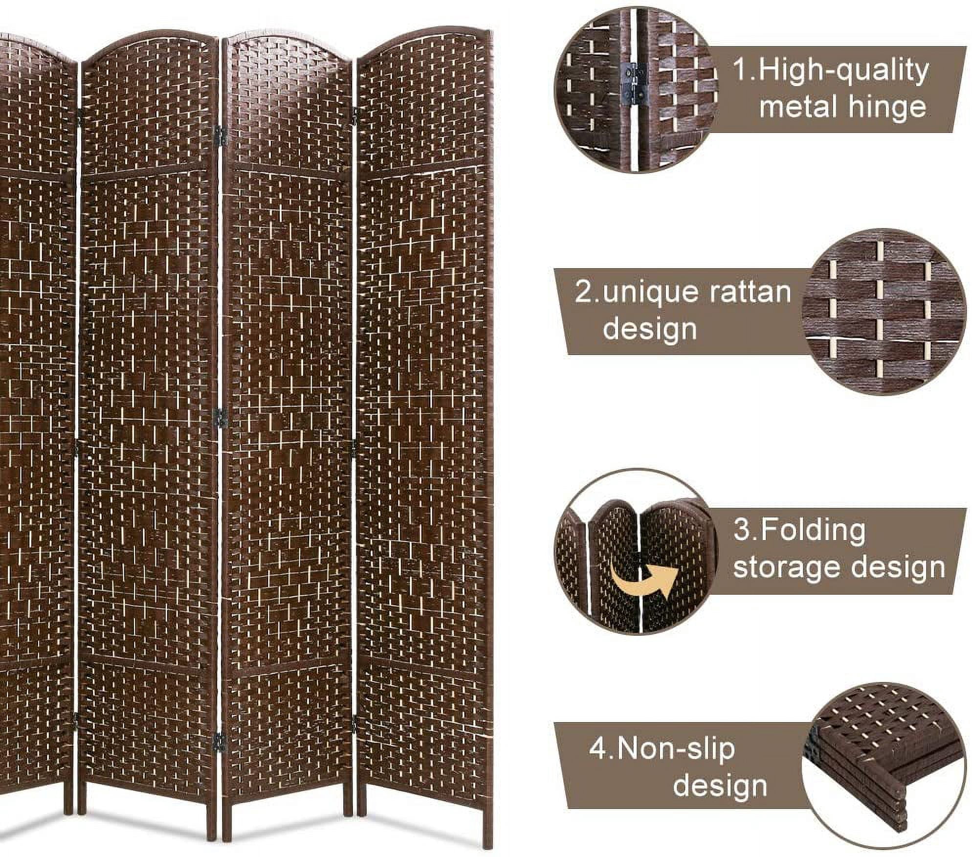 Dkeli 4 Panel Folding Privacy Screen 6 ft Living Room Divider Portable Room Divider, Brown
