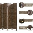 thumbnail image 2 of FDW 4 Panel Folding Privacy Room Divider Screen, 70" Tall, Brown, 2 of 7