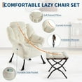 thumbnail image 6 of Twister.CK Lazy Chair with Ottoman, Thick Padded Modern Accent Armchair, Upholstered Sofa Chair with Armrest, Reading chair with Footstool for Bedroom, Living Room, Plush White, 6 of 9