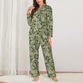 thumbnail image 2 of Haiem Tropical Plants Green Pattern Women’s Long-sleeve Sleepwear,Sleepwear Set,2-piece Loungewear Set,Soft PJs Comfy Nightwear with Pockets-XX-Large, 2 of 7