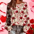 thumbnail image 2 of Womens Sweatshirts Valentine's Day Casual Printed Round-Neck Long Sleeve Fashion Pullover Top, 2 of 9