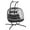 Gray/Dark Grey, variant on RADIATA Double Egg Swing Chair Outdoor with Stand, 2 Person Wicker Patio Hanging Loveseat, 670 lb Capacity, 5 in Thick Green Cushions for Porch Backyard