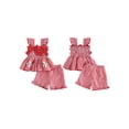 thumbnail image 2 of BemeyourBBs Kids Toddler Baby Girls Baseball Outfit Cute Baby Girl Summer Clothes Bows Baseball Embroidery Ruffle Camisole Tank Top with Plaid Shorts Set Toddler Baby Girls Summer 2-piece Outfit, 2 of 9