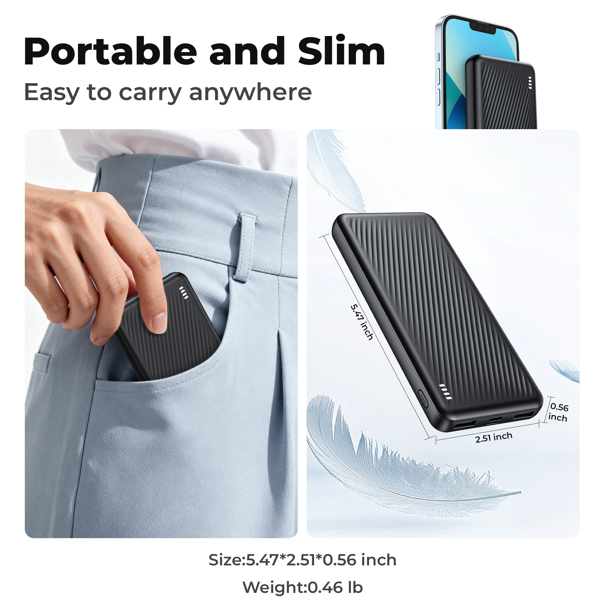 Yelomin 20000mAh Portable Charger Power Bank, Black photo 2