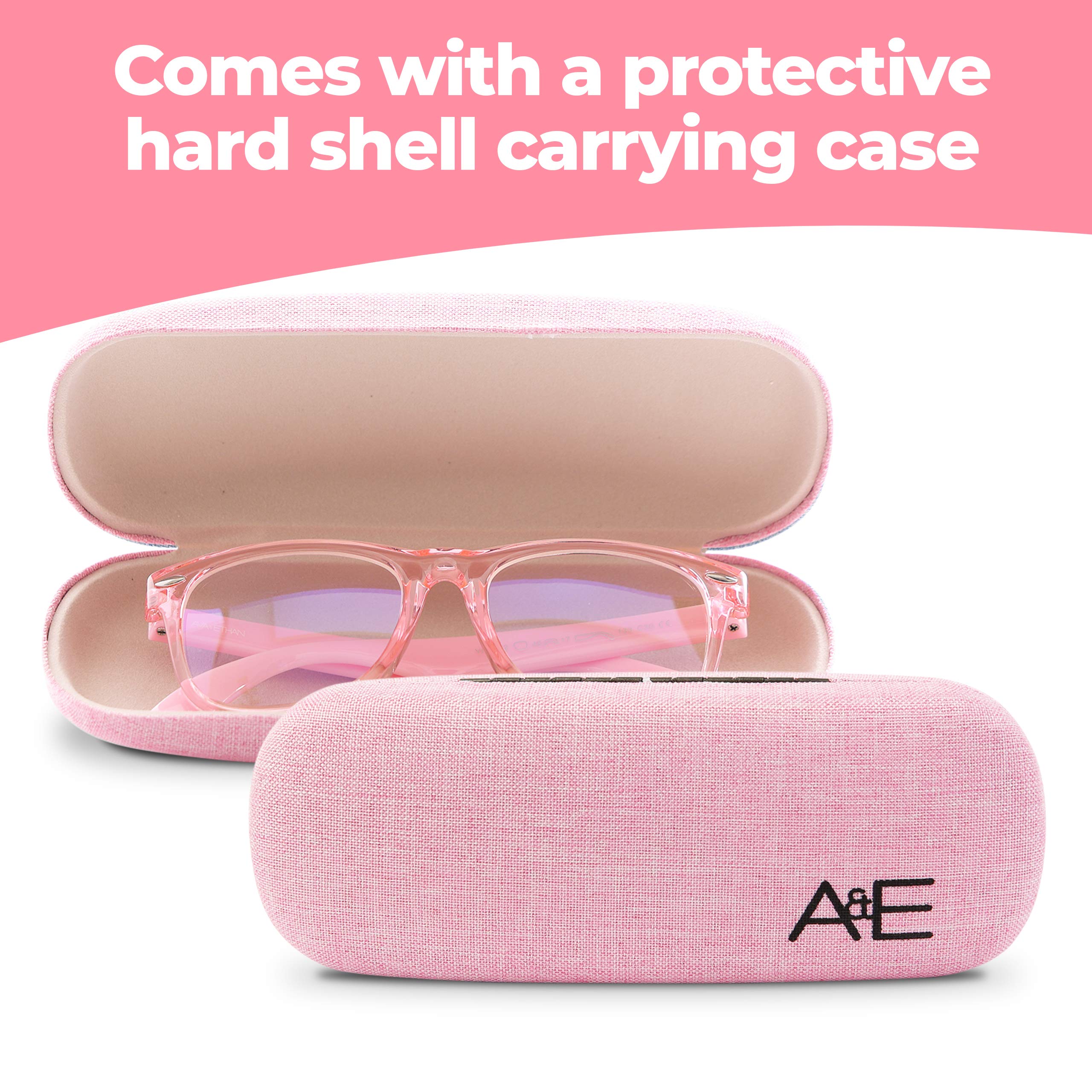 Ava & Ethan Clear Lens Glasses for Kids, Non Prescription Fake Glasses for Toddlers/Kids (Ages-3-12) Pink