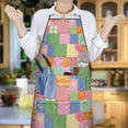 thumbnail image 6 of Pioneer Flower Floral Print Pattern Cotton Linen Apron with Pockets, Waterproof Adjustable, 33x27 Inch for Kitchen, Gardening, BBQ, Salon, 6 of 6