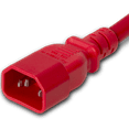 thumbnail image 2 of World Cord Sets 1 Foot IEC 60320 C14 to C13 PDU Style Light Duty 10 Amp Power Cable (Red), 2 of 5