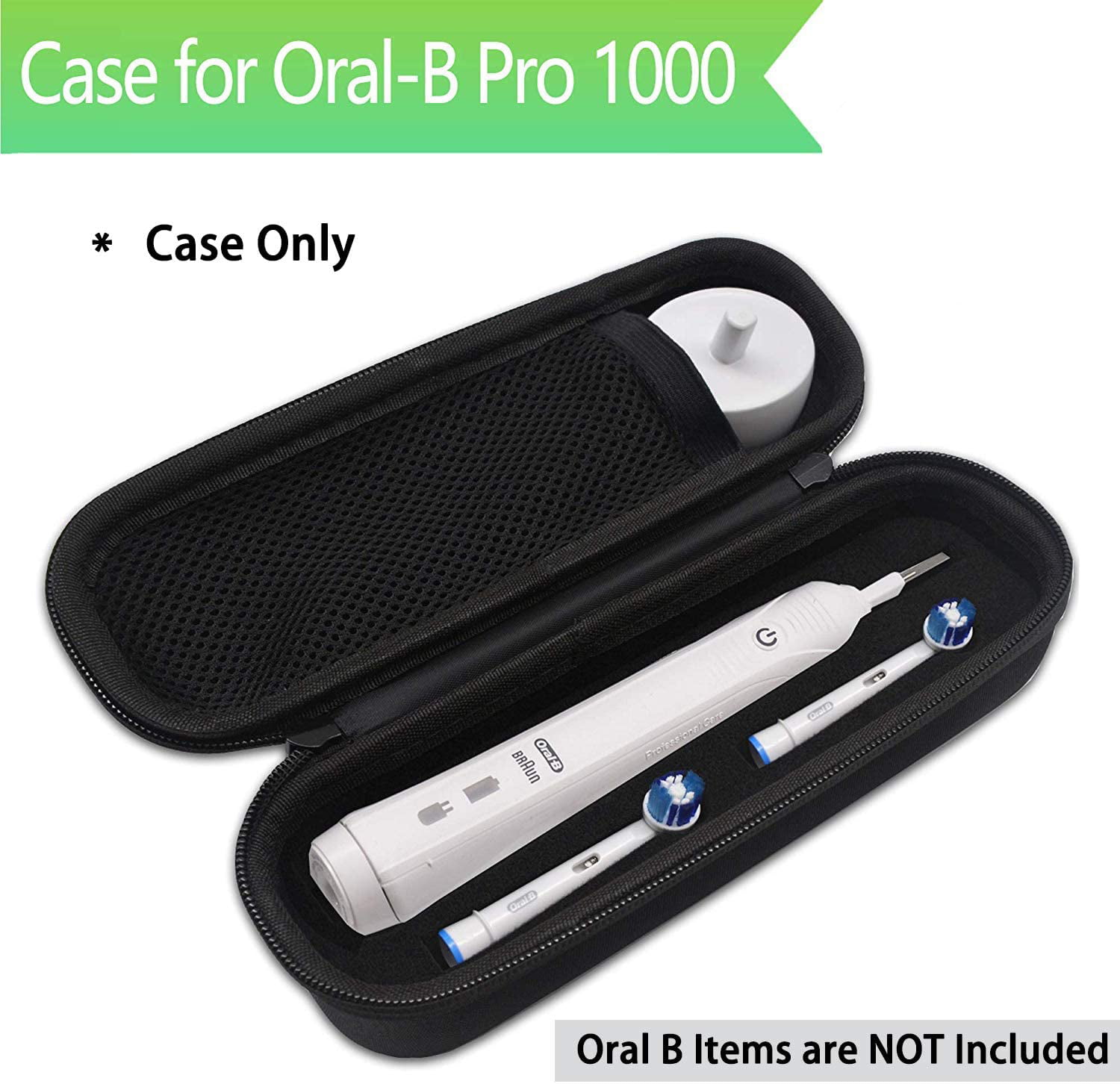 Aanhankelijk flexibel Onzuiver Oral B Toothbrush Hard Travel Case Carrying Bag, Fits for Oral-B Pro 1000,  2000, 3000, 3500, 1500 Electric Toothbrush, Mesh Pocket for Accessories and  Soft Lining inside the Case for Protection - Walmart.com