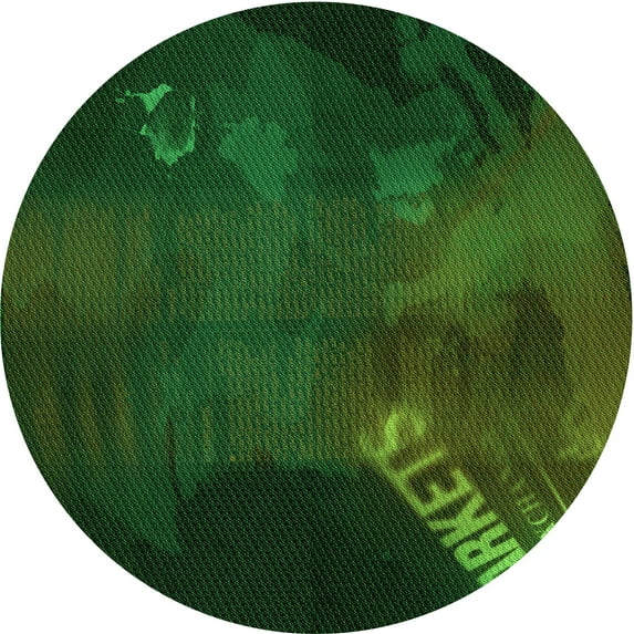 Ahgly Company Machine Washable Indoor Round Transitional Dark Forest Green Area Rugs, 6' Round