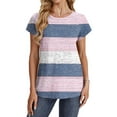thumbnail image 3 of Vetsdori Fashion Women's Summer Casual Short Sleeve Round Neck Graphic Ladies Blouse, 3 of 6