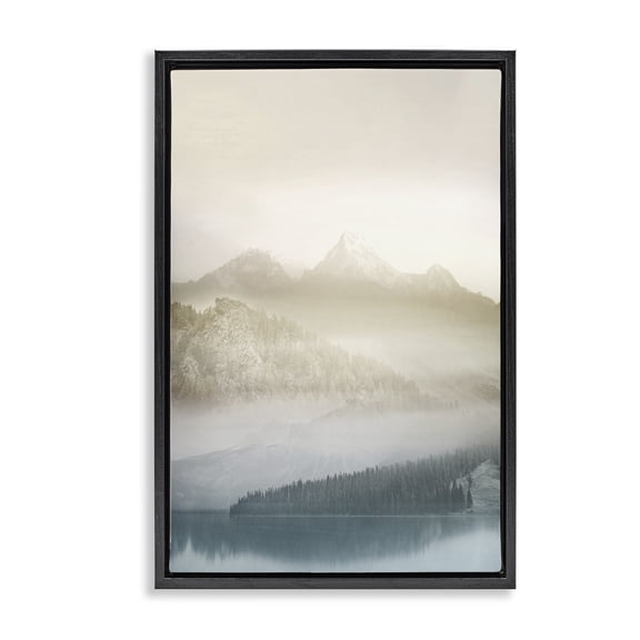 Stupell Industries Vanilla Mountain Peaks View Landscape & Nature Photography Black Floater Framed Canvas Art Print Wall Art, 17 x 25