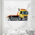 thumbnail image 1 of Trucks Tapestry, Cartoon Illustration of Huge Vehicle Mechanic Pick-up Realistic Drawing, Fabric Wall Hanging Decor for Bedroom Living Room Dorm, 5 Sizes, White and Multicolor, by Ambesonne, 1 of 1