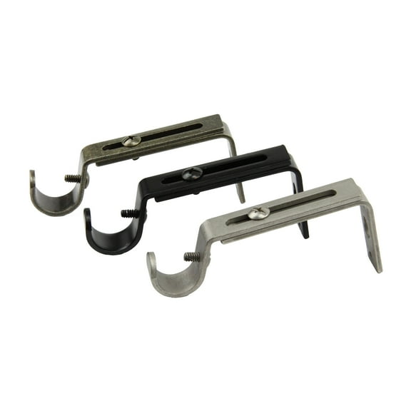 13/16 inch Rod Single Bracket Pair - 4" - 5-1/2" Adjustable - Black