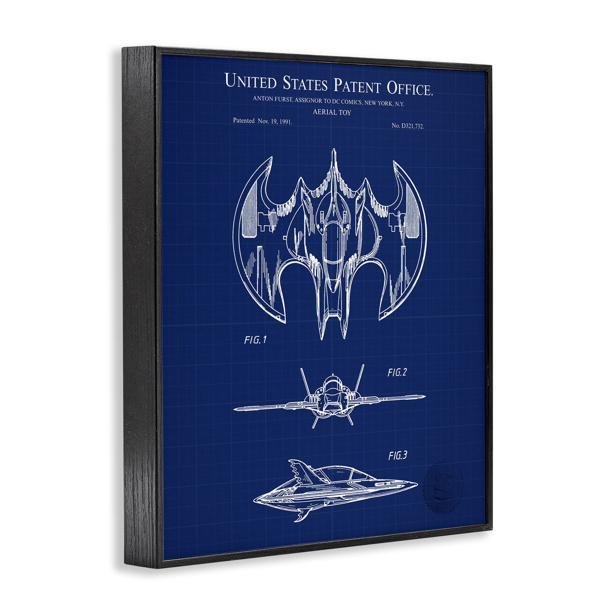 Stupell Industries Aerial Toy Blueprint Transportation Painting Black Framed Art Print Wall Art, 11 x 14