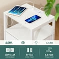 thumbnail image 3 of Nightstand with Charging Station, Small Night Stand Fabric Drawers and Storage Shelf for Bedrooms, Nightstands Spaces, Bedside Table USB Ports & Outlets, White, 3 of 9