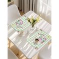 thumbnail image 5 of Easter Bunny Placemats Set of 6, Spring Flower Daisy Tulips Green Checkered Placemats for Dining Table, Place Mats for Kitchen Tabletop, Waterproof Wipeable Dining Table Mats Set, 5 of 9