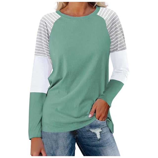 WEAIXIMIUNG T-Shirt Décontracté à Manches Longues pour Femmes, Col Rond Ample, Rayé, pour la Saint-Valentin