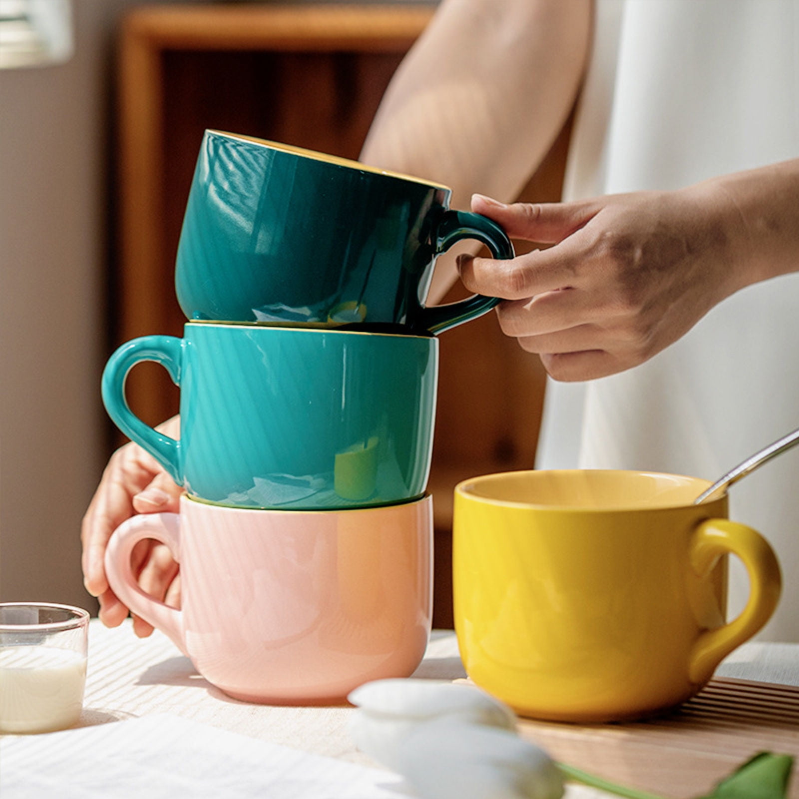 650ml Ceramic Solid Color Mug,Porcelain Tea Cup,Cup With Handle For Tea Espresso Latte
