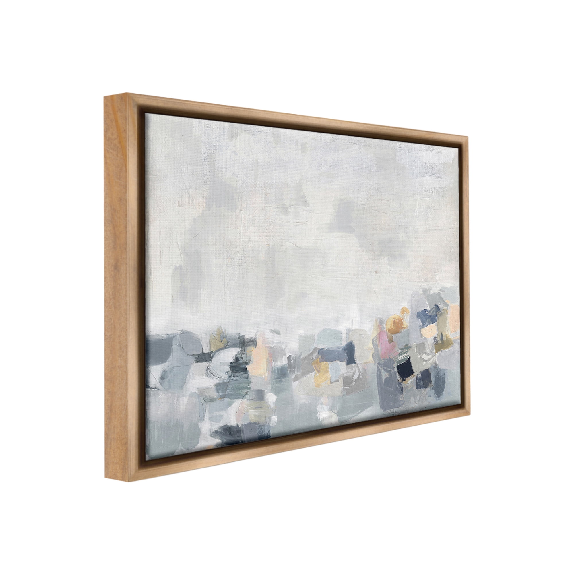 Stupell Industries Grey Modern Landscape Abstract Painting Brown Floater Framed Canvas Art Print Wall Art, 21 x 17