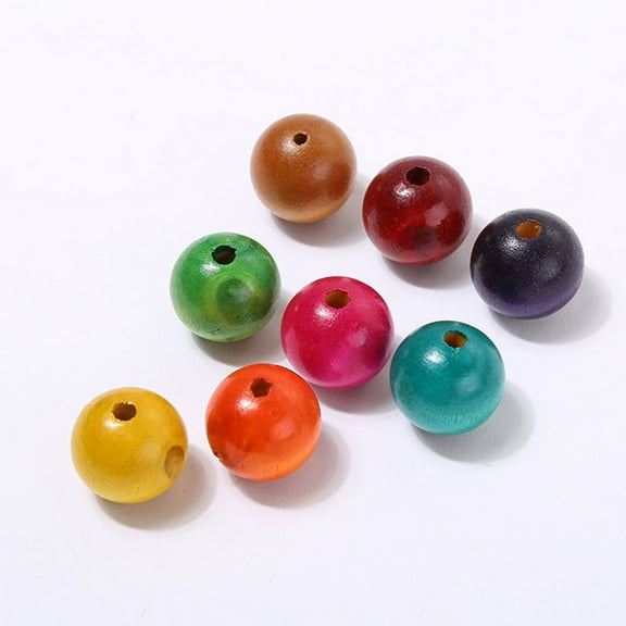 WASHWEPE Kids Bead Set 800Pcs Round Colored Wooden Beads for Jewelry Making and Crafts