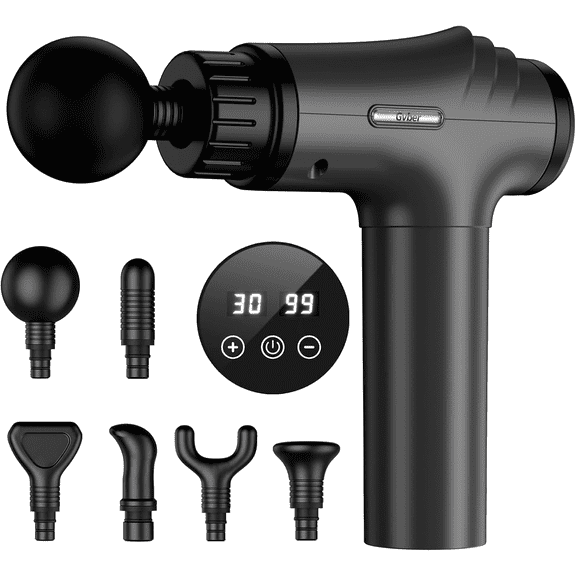 Gvber Massage Gun, Deep Tissue Massage,Portable massage gun,Mini Massage Gun with 30 Speeds and 6 Heads for Athletes Men Women(Gray)