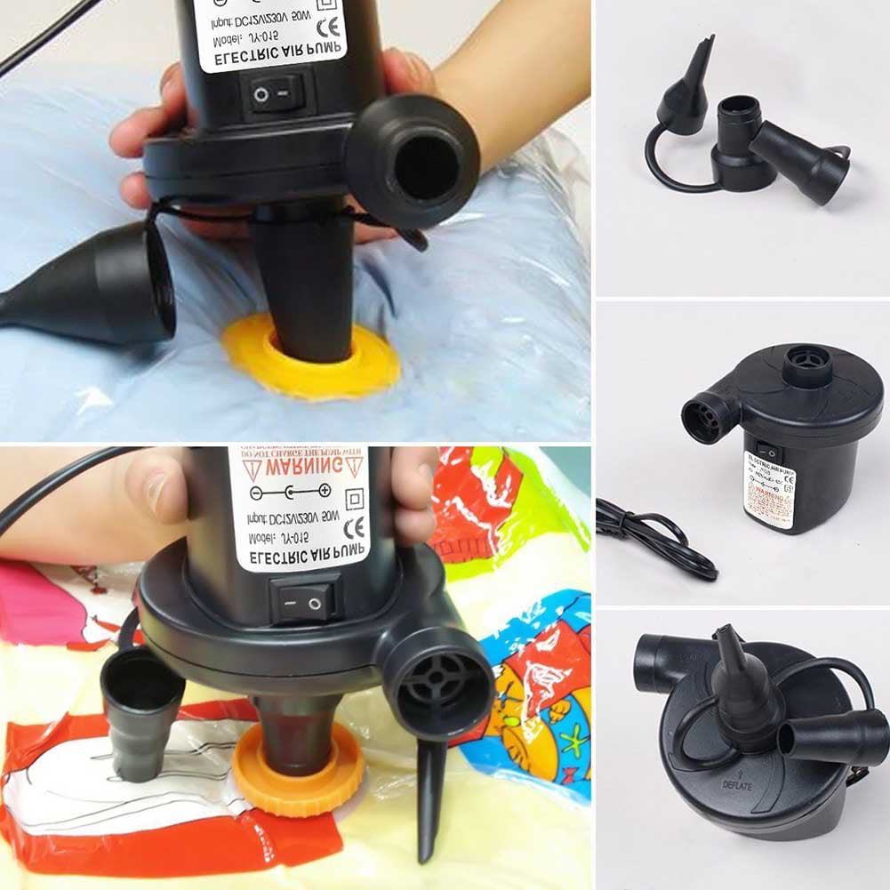 Swimming Rings with 3 nozzles 110V~240V AC for Household Cars Portable Electric air Pump Balloons Hovercraft Inflatable Pool Toys Suitable for air beds 